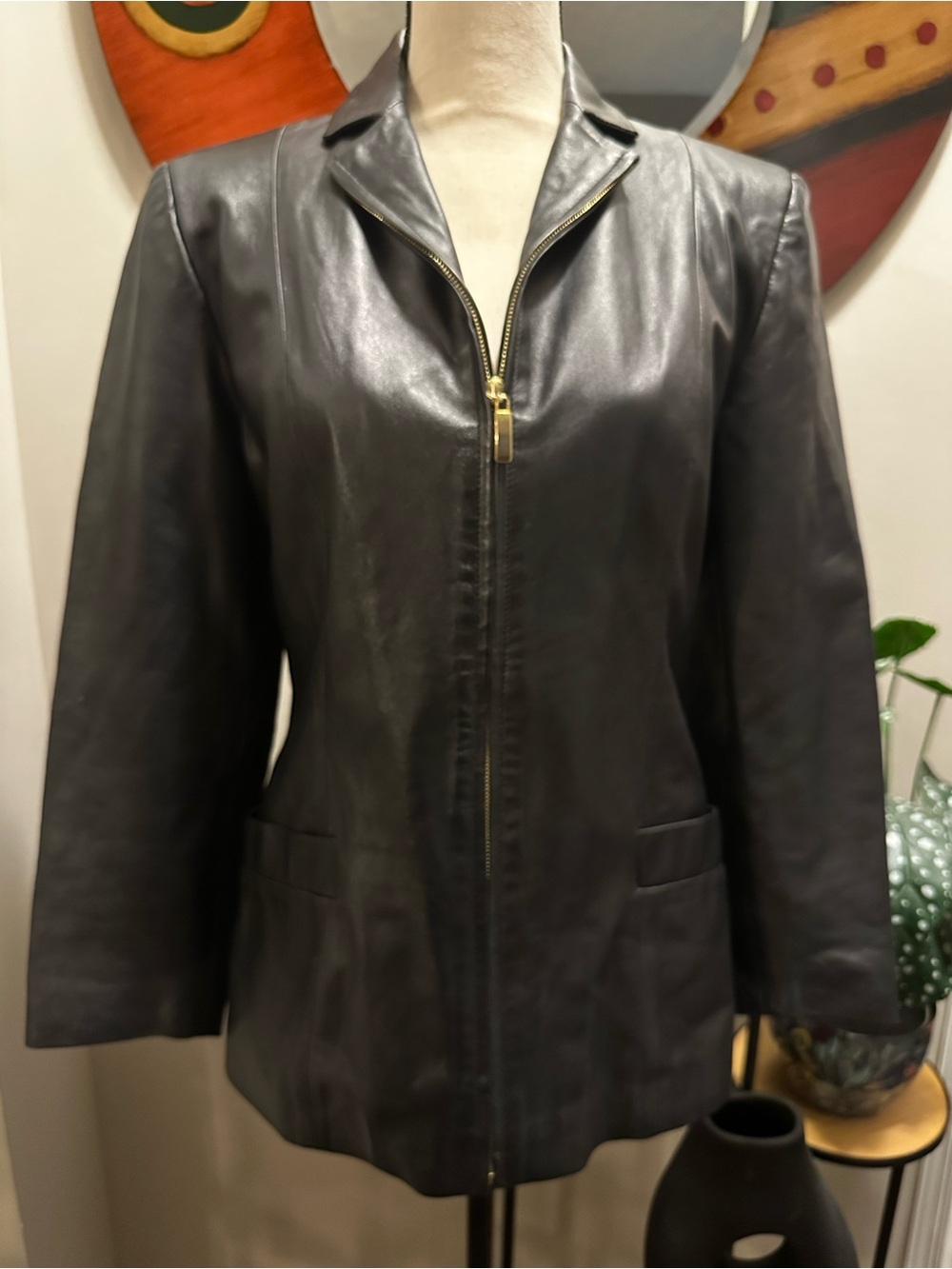 Cygielman Company Classic Black Leather Jacket - Women's Zip Front